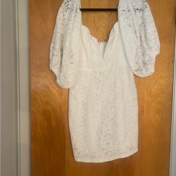 Selfie Leslie Mini White Puff Sleeve Dress - Picture 3 of 5